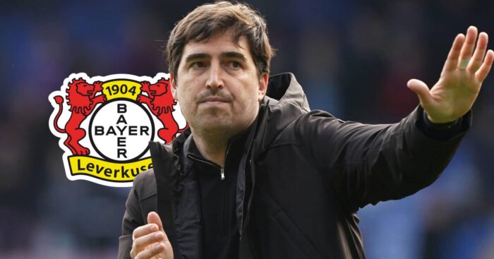 Bournemouth boss Andoni Iraola, with a Bayer Leverkusen badge