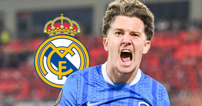 Real Madrid badge next to KRC Genk winger Konstantinos Karetsas - copyright TEAMtalk