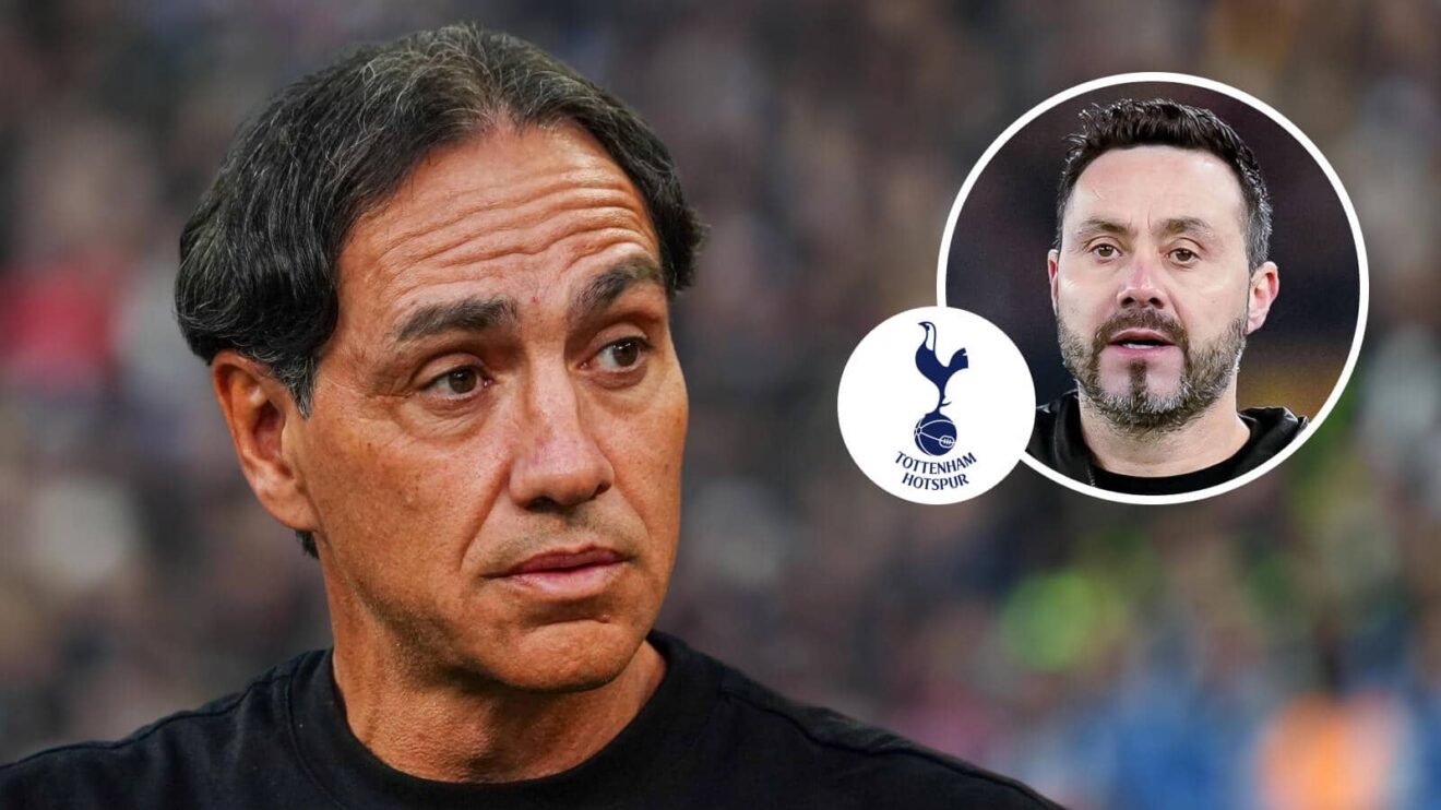 Italian legend Alessandro Nesta and, inset, new Tottenham Hotspur manager Roberto De Zerbi next to the Tottenham Hotspur badge