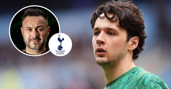 Man City keeper James Trafford and Tottenham manager Roberto de Zerbi