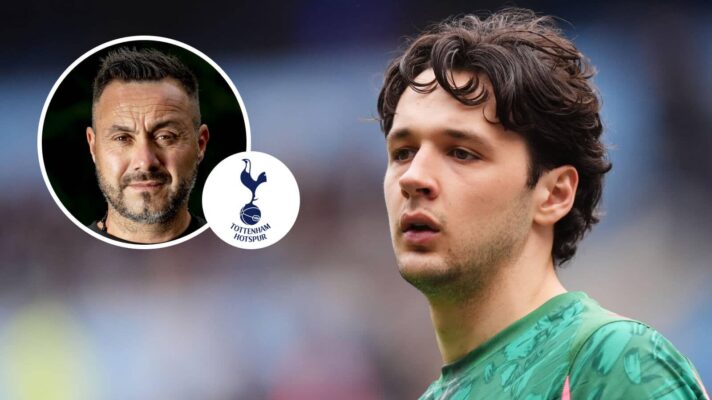 Man City keeper James Trafford and Tottenham manager Roberto de Zerbi