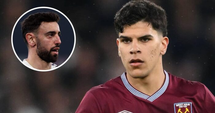 West Ham star Mateus Fernandes and Man Utd skipper Bruno Fernandes