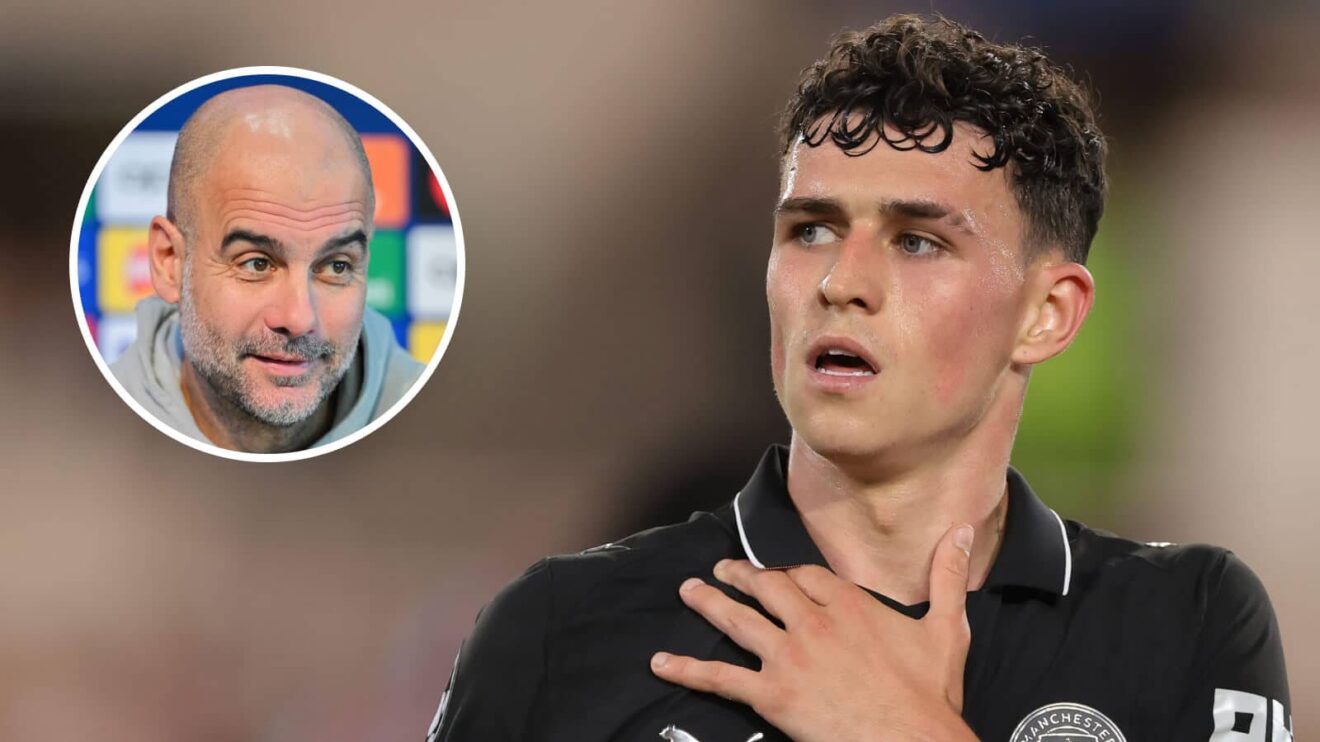 Man City star Phil Foden and manager Pep Guardiola