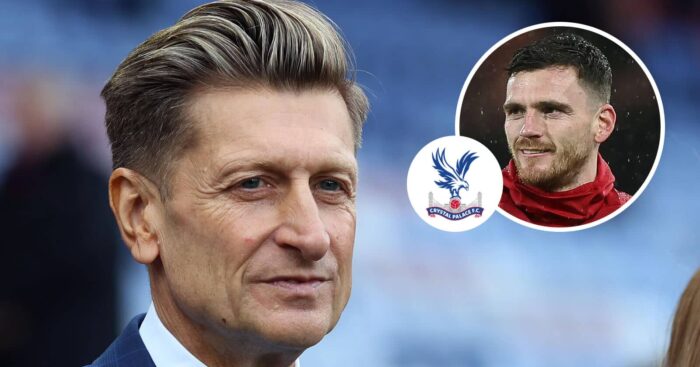 Crystal Palace owner Steve Parish, with Liverpool star Andy Robertson