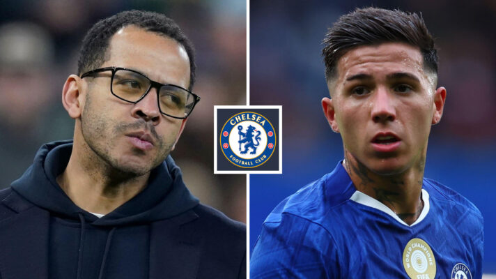 Chelsea manager Liam Rosenior, midfielder Enzo Fernandez