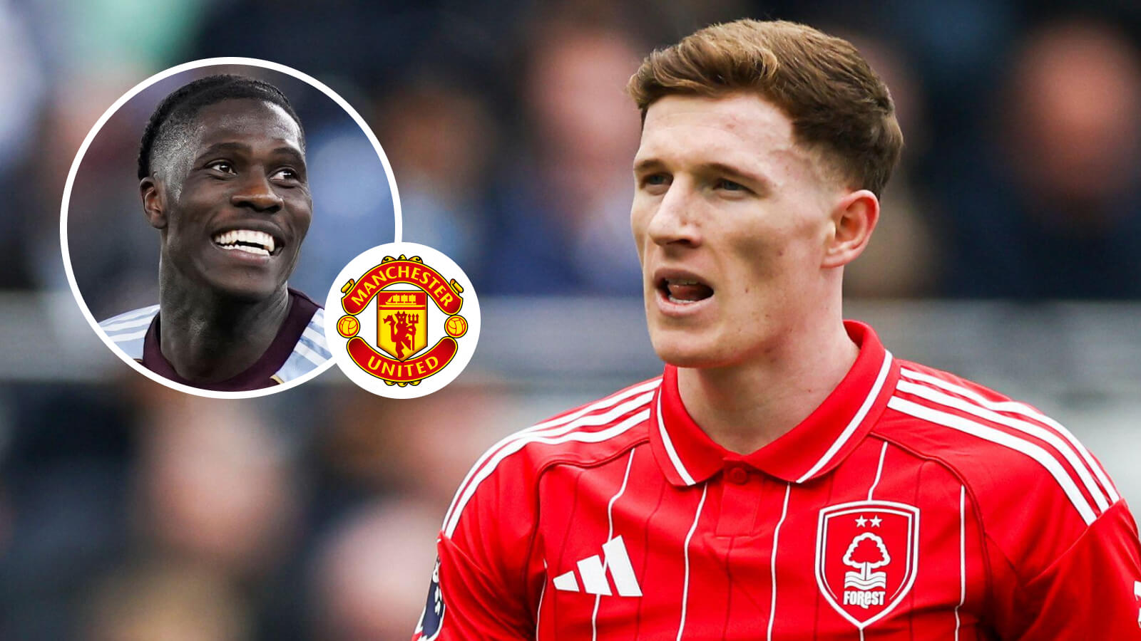 Nottingham Forest midfielder Elliot Anderson, Aston Villa midfielder Amadou Onana
