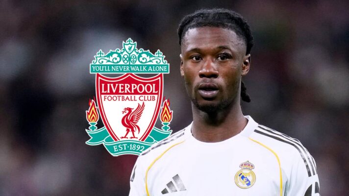 Real Madrid midfielder Eduardo Camavinga, Liverpool badge