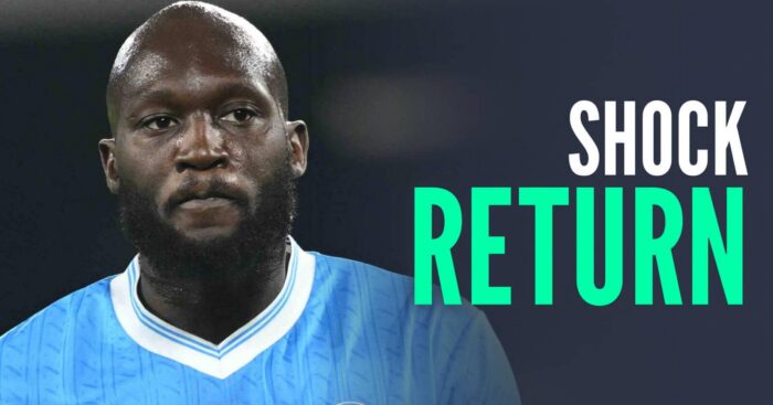 Romelu Lukaku with caption: Shock return