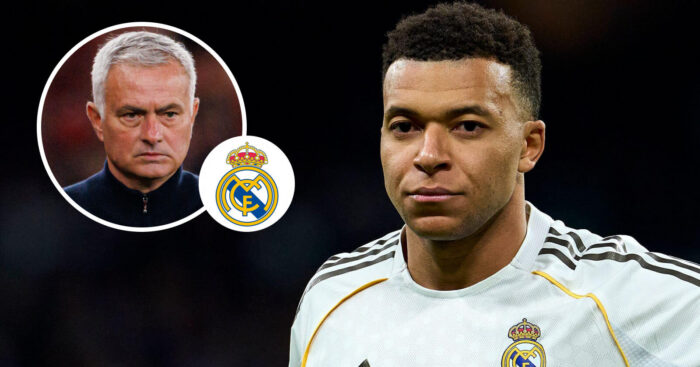 Jose Mourinho, Real Madrid badge and Kylian Mbappe - copyright TEAMtalk