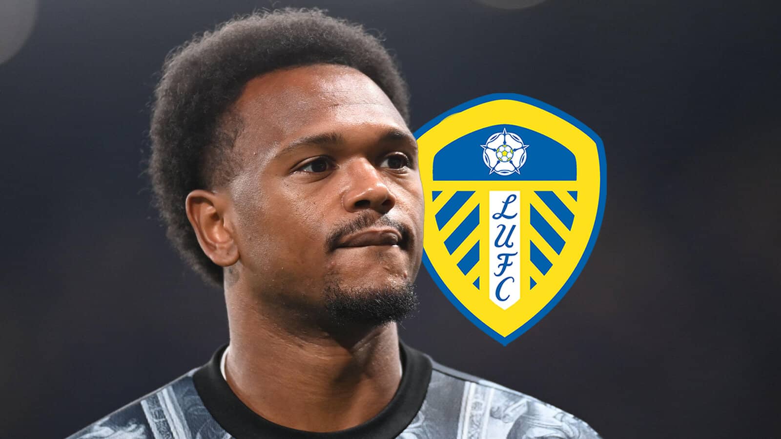 Juventus striker Lois Openda, Leeds United badge