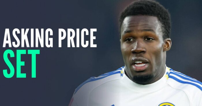 Leeds Wilfried Gnonto next to the words 'asking price set'