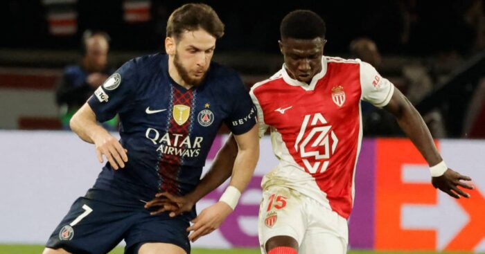 PSG winger Khvicha Kvaratskhelia, Monaco midfielder Lamine Camara
