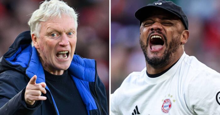 Everton manager David Moyes and Bayern Munich boss Vincent Kompany