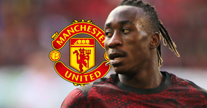 Manchester United badge and RB Leipzig winger Yan Diomande - copyright TEAMtalk