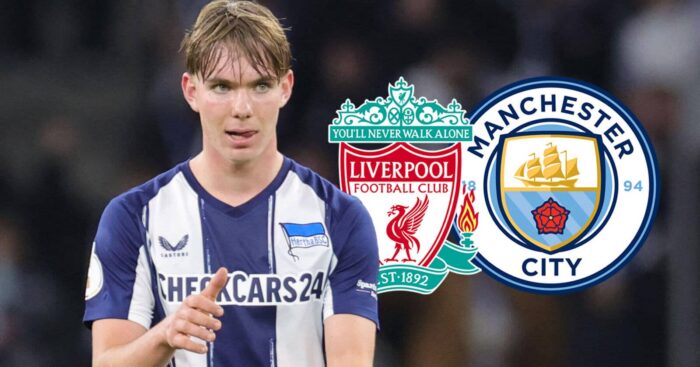 Kennet Eichhorn with Liverpool and Man City badges