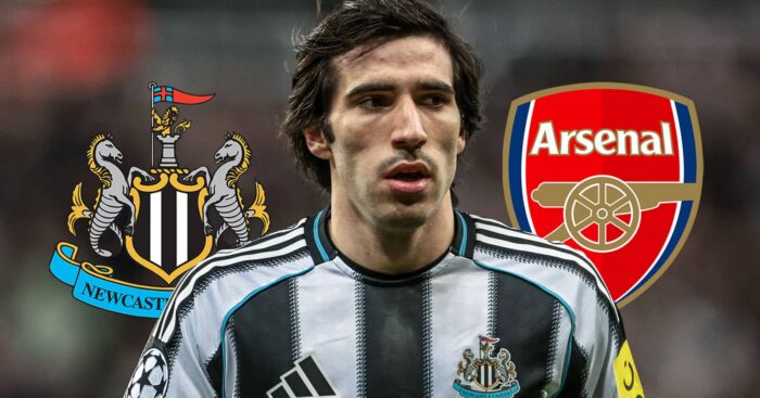 Newcastle United badge, Sandro Tonali and Arsenal badge - copyright TEAMtalk