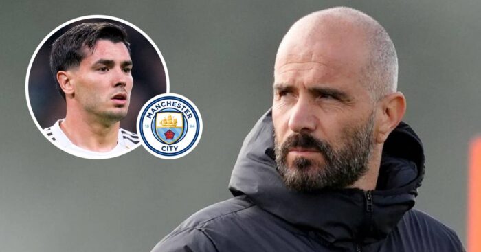 Real Madrid winger Brahim Diaz, Manchester City badge and Enzo Maresca - copyright TEAMtalk
