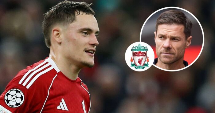 Liverpool star Florian Wirtz, Liverpool badge and incoming Chelsea manager Xabi Alonso - copyright TEAMtalk