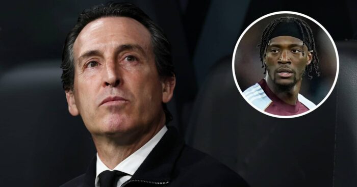 Aston Villa boss Unai Emery and Tammy Abraham