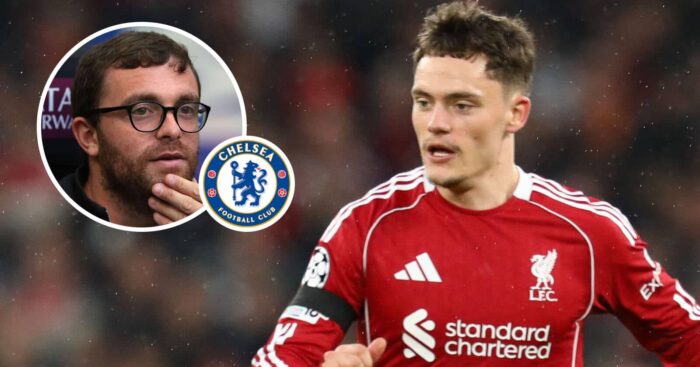 Fabrizio Romano, Chelsea badge and Liverpool star Florian Wirtz - copyright TEAMtalk
