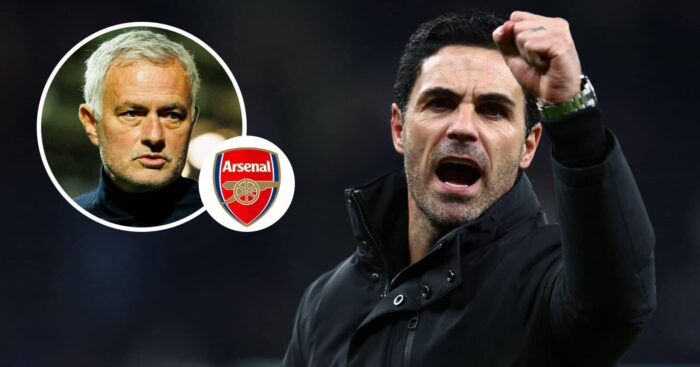 Incoming Real Madrid manager Jose Mourinho, Arsenal badge and Mikel Arteta - copyright TEAMtalk