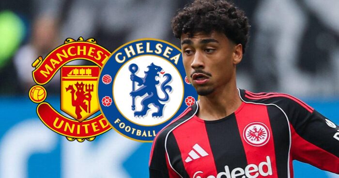 Frankfurt star Nathaniel Brown with Man Utd, Chelsea badges