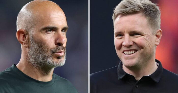 Incoming new Manchester City boss Enzo Maresca next to Newcastle manager Eddie Howe
