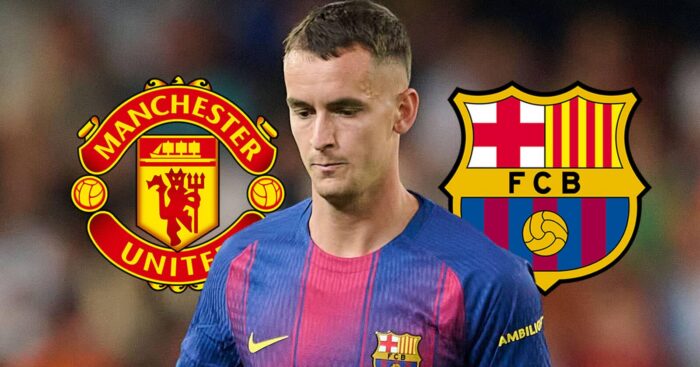 Marc Casado with Man Utd, Barcelona badges