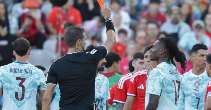 Rafael Leao sees red for Portugal vs Chile