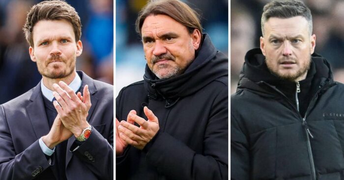 Rangers boss Danny Rohl, Leeds manager Daniel Farke and Middlesbrough's Kim Hellberg
