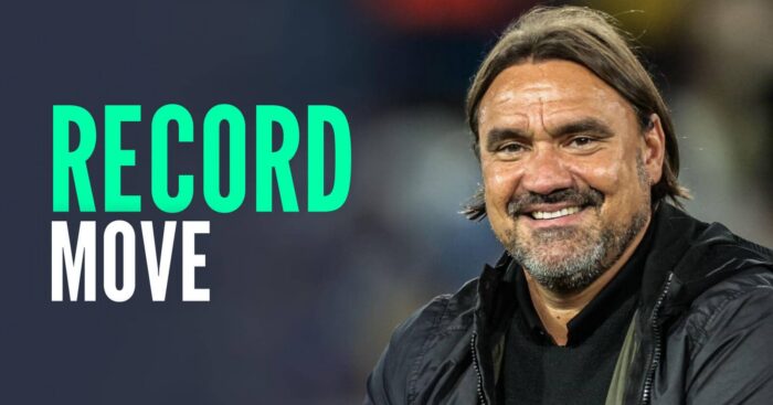 Leeds United manager Daniel Farke, with caption: Record move