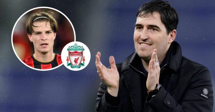 Liverpool boss Andoni Iraola and Bournemouth star Alex Scott