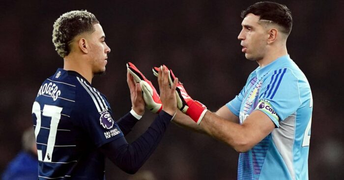 Aston Villa stars Morgan Rogers and Emiliano Martinez
