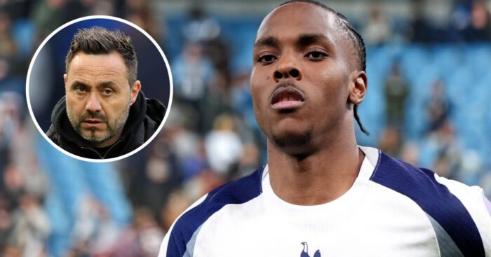 Tottenham star Mathys Tel and manager Roberto De Zerbi