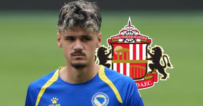 Bosnian forward Kerim Alajbegovic with a Sunderland badge