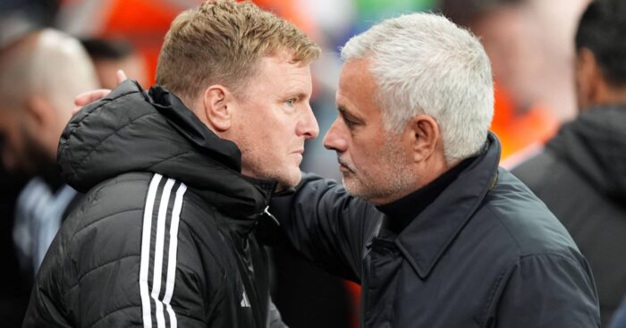 Newcastle manager Eddie Howe and Real Madrid manager Jose Mourinho