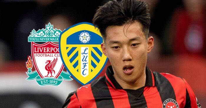 Han-beom Lee with Liverpool and Leeds badges