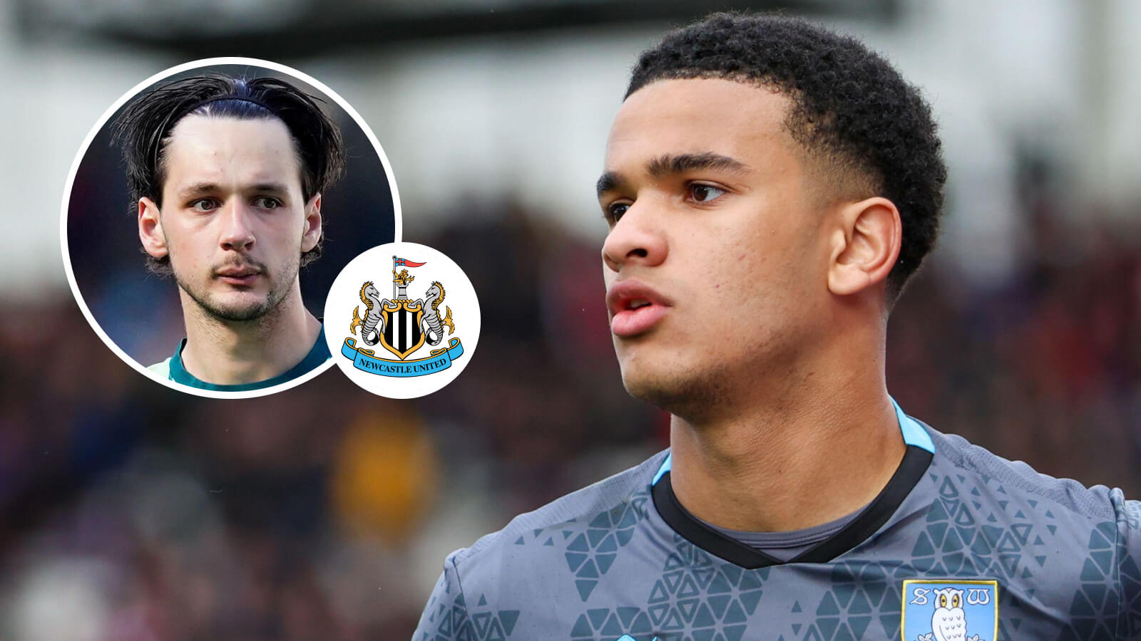 Sheffield Wednesday goalkeeper Pierce Charles, Man City goalkeeper James Trafford, Newcastle badge