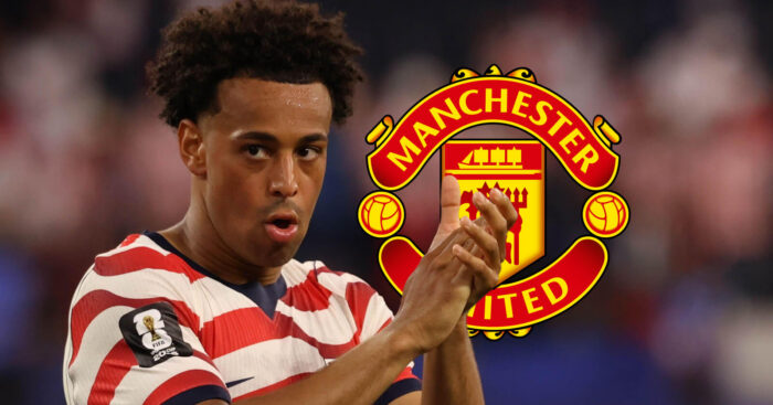 USA midfielder Tyler Adams, Man Utd badge