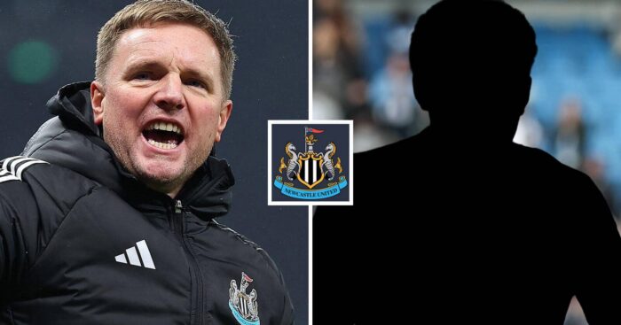 Split image of Newcastle United manager Eddie Howe and a shadow, with the Newcastle United badge in between - copyright TEAMtalk