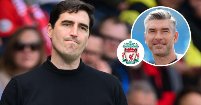 Liverpool boss Andoni Iraola with sporting director Richard Hughes