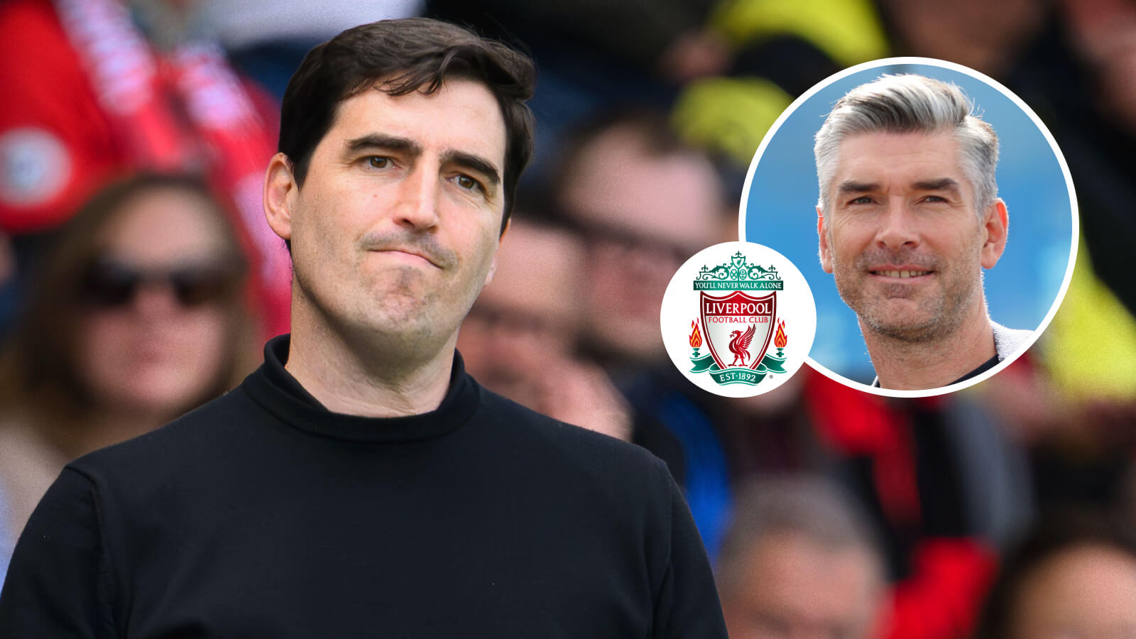 Liverpool boss Andoni Iraola with sporting director Richard Hughes
