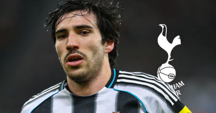 Newcastle midfielder Sandro Tonali, Tottenham badge