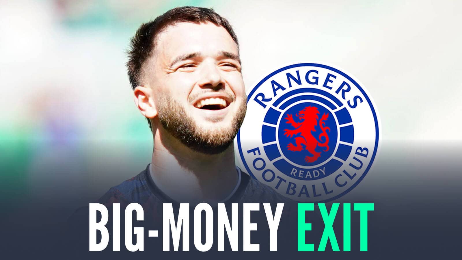 Rangers star Nico Raskin next to the club badge and the words 'big-money exit'