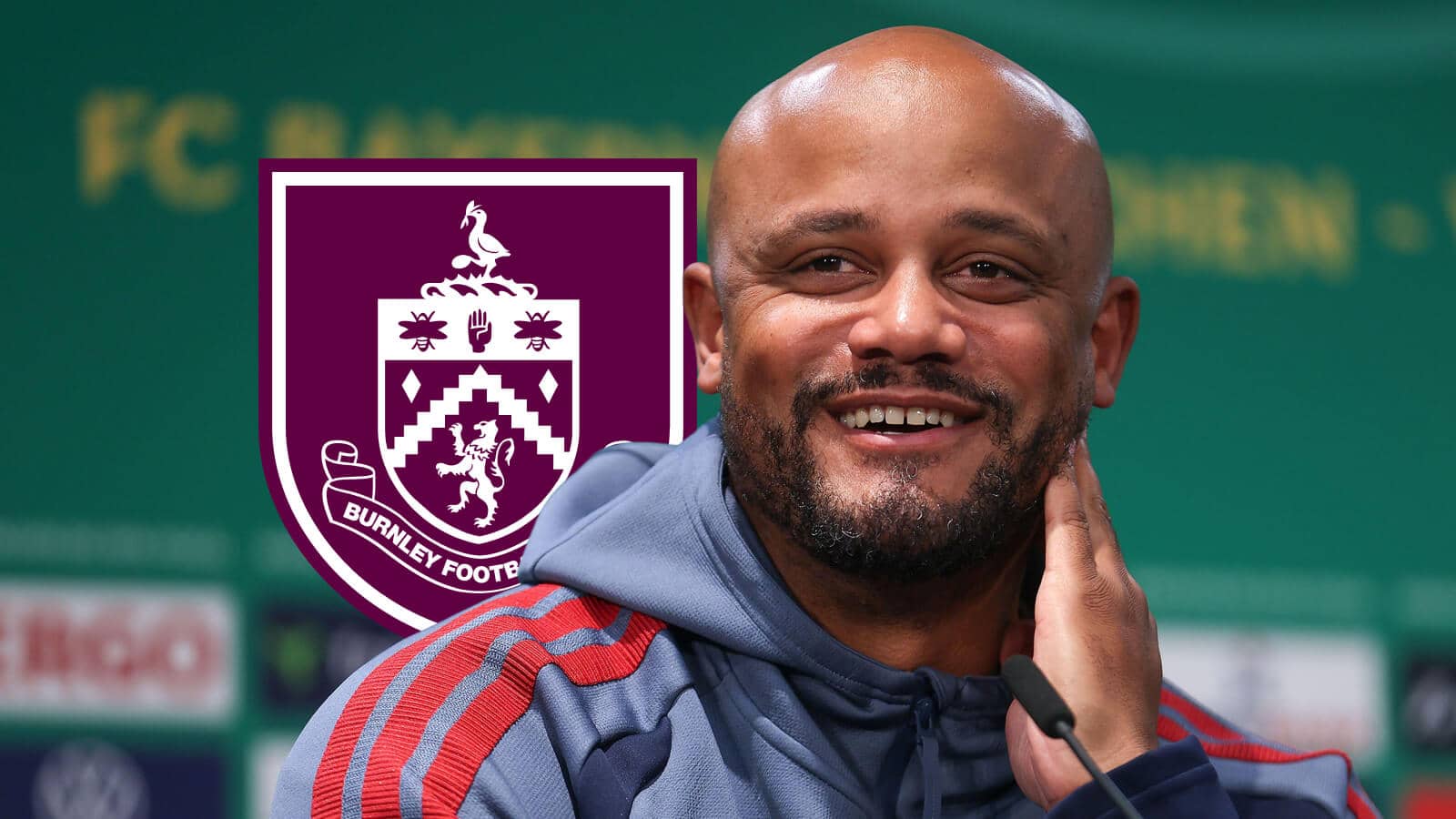Vincent Kompany with Burnley badge
