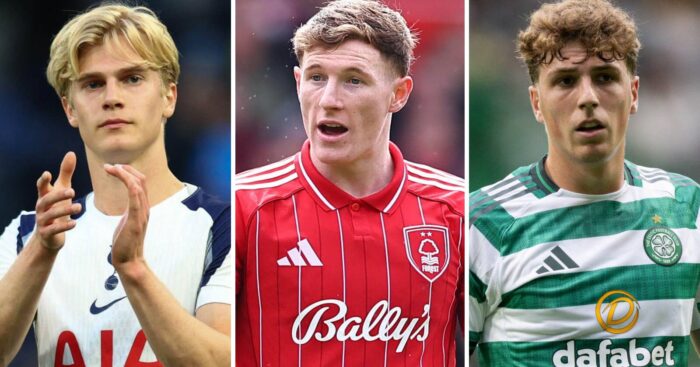 Tottenham midfielder Lucas Bergvall (left) and Arne Engels (right) are options to replace Elliot Anderson at Nottingham Forest (centre)