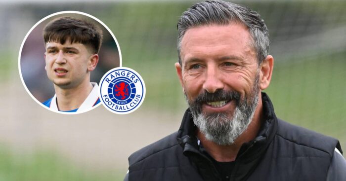 Rangers boss Derek McInnes and Tottenham youngster Mikey Moore