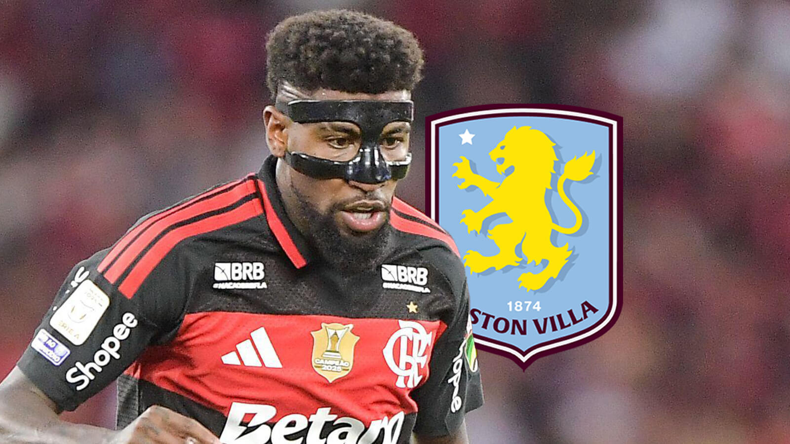 Emerson Royal with an Aston Villa badge