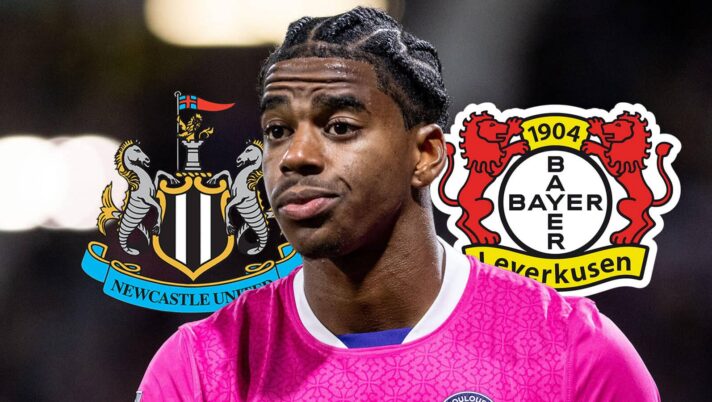Dayann Methalie with Newcastle, Bayer Leverkusen badges