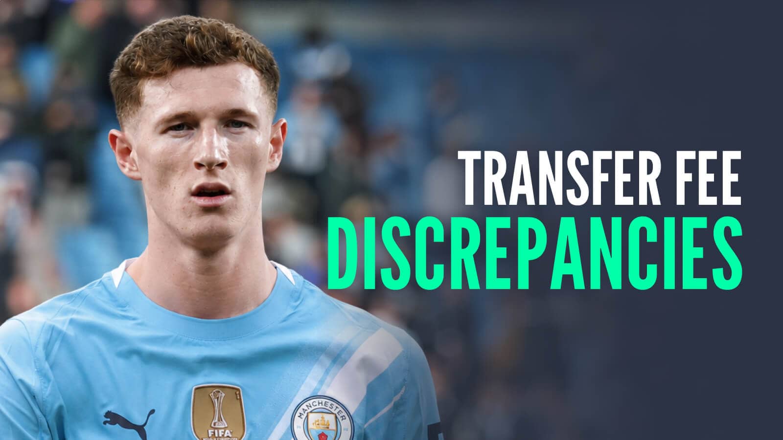 Elliot Anderson with a Manchester City shirt Photoshopped on him an the words 'transfer fee discrepancies'